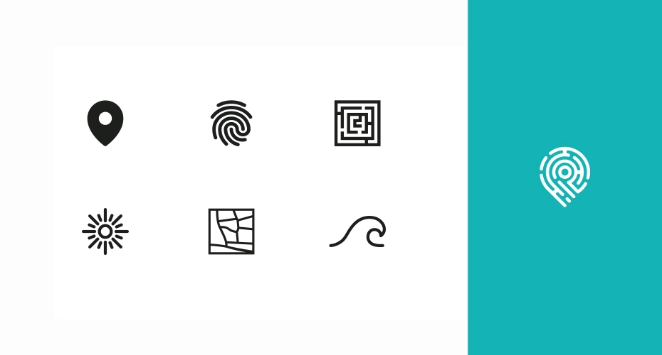 Showcase of iconography used in the logo design